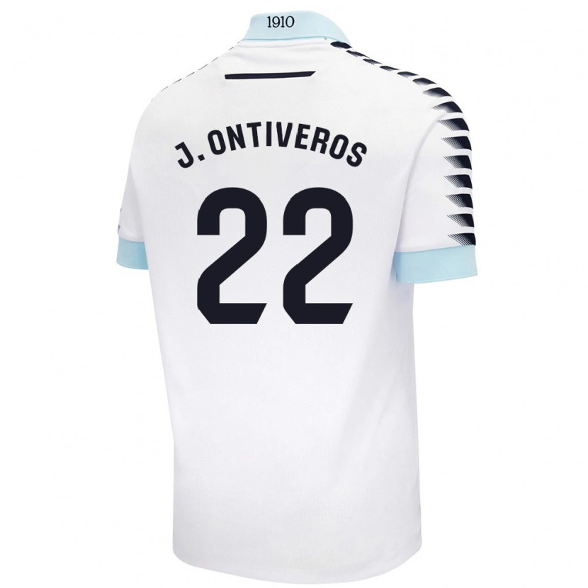 Danxen Hombre Camiseta Javi Ontiveros #22 Blanco Azul 2ª Equipación 2024/25 La Camisa