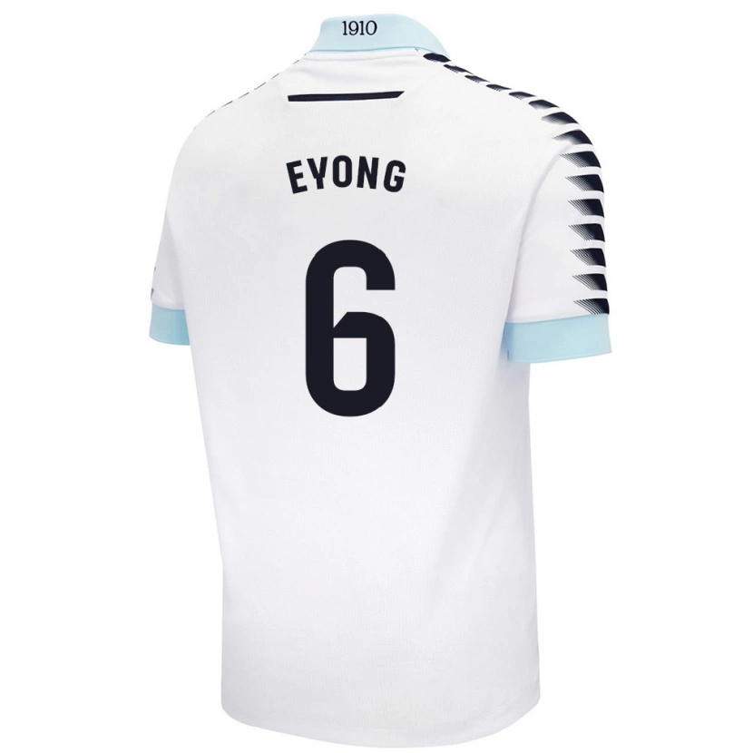 Danxen Hombre Camiseta Etta Eyong #6 Blanco Azul 2ª Equipación 2024/25 La Camisa