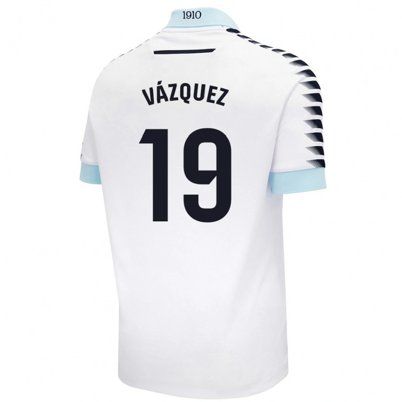 Danxen Hombre Camiseta Borja Vázquez #19 Blanco Azul 2ª Equipación 2024/25 La Camisa