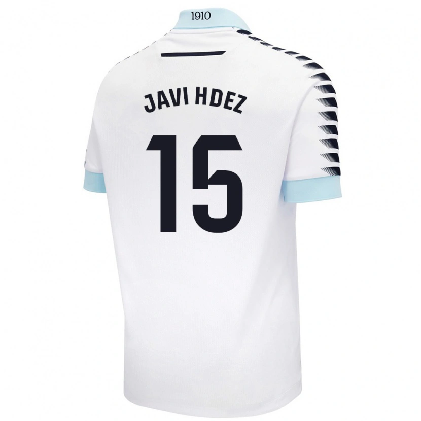 Danxen Hombre Camiseta Javi Hernández #15 Blanco Azul 2ª Equipación 2024/25 La Camisa