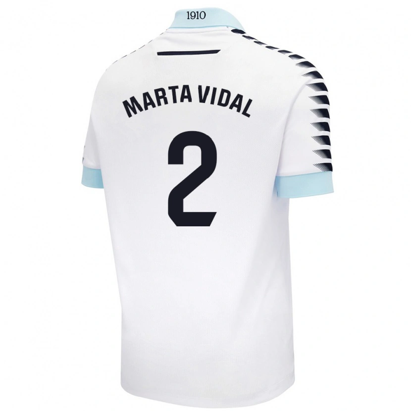 Danxen Hombre Camiseta Marta Vidal Vela #2 Blanco Azul 2ª Equipación 2024/25 La Camisa