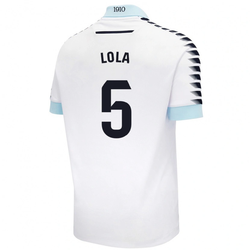 Danxen Hombre Camiseta María Dolores Morón Cebada #5 Blanco Azul 2ª Equipación 2024/25 La Camisa