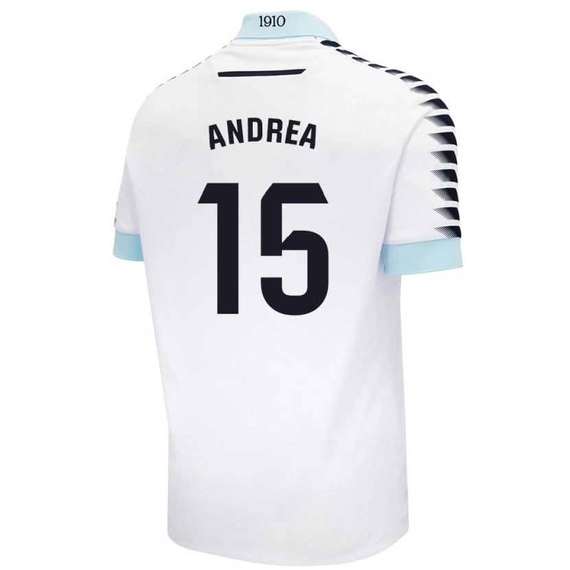 Danxen Hombre Camiseta Andrea Sánchez Moreno #15 Blanco Azul 2ª Equipación 2024/25 La Camisa