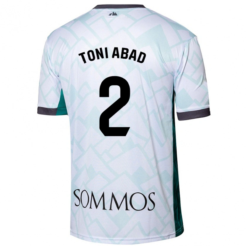 Danxen Hombre Camiseta Toni Abad #2 Blanco Verde 2ª Equipación 2024/25 La Camisa