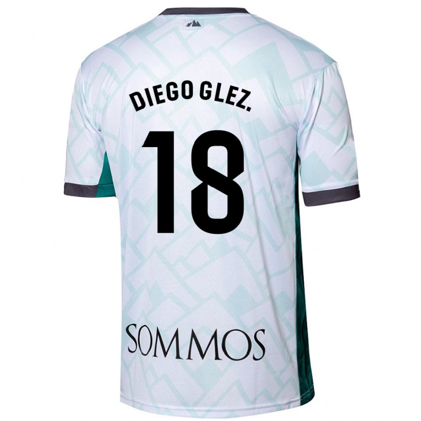 Danxen Hombre Camiseta Diego González #18 Blanco Verde 2ª Equipación 2024/25 La Camisa