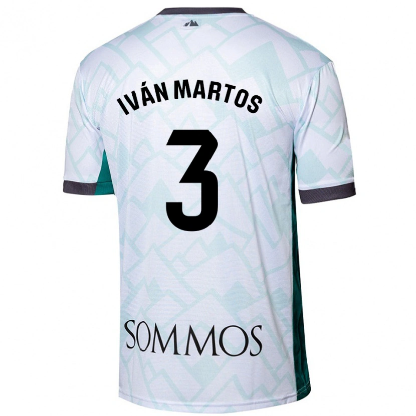 Danxen Hombre Camiseta Iván Martos #3 Blanco Verde 2ª Equipación 2024/25 La Camisa