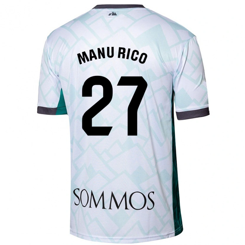 Danxen Hombre Camiseta Manu Rico #27 Blanco Verde 2ª Equipación 2024/25 La Camisa