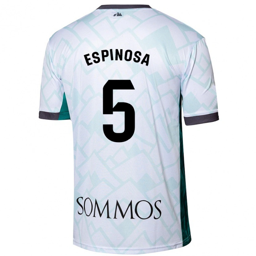 Danxen Hombre Camiseta Diego Espinosa #5 Blanco Verde 2ª Equipación 2024/25 La Camisa