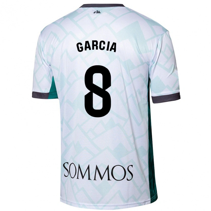 Danxen Hombre Camiseta David García #8 Blanco Verde 2ª Equipación 2024/25 La Camisa