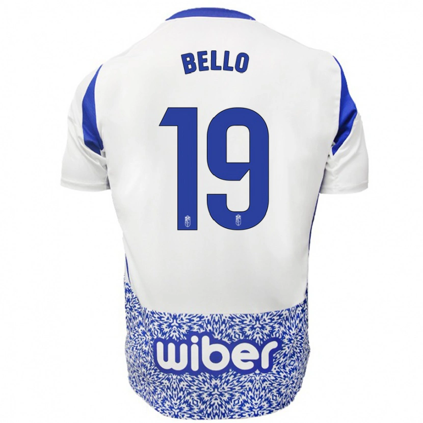Danxen Hombre Camiseta Eghosa Bello #19 Blanco Azul 2ª Equipación 2024/25 La Camisa