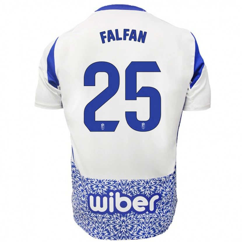 Danxen Hombre Camiseta Daiana Falfán #25 Blanco Azul 2ª Equipación 2024/25 La Camisa