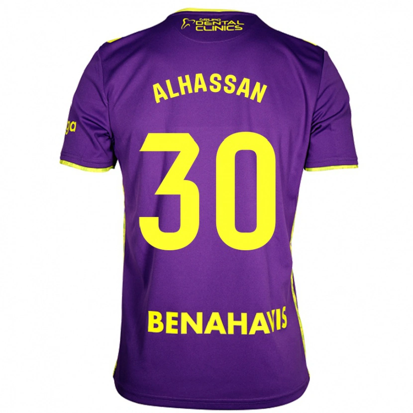 Danxen Hombre Camiseta Mubarak Alhassan #30 Púrpura Amarillo 2ª Equipación 2024/25 La Camisa