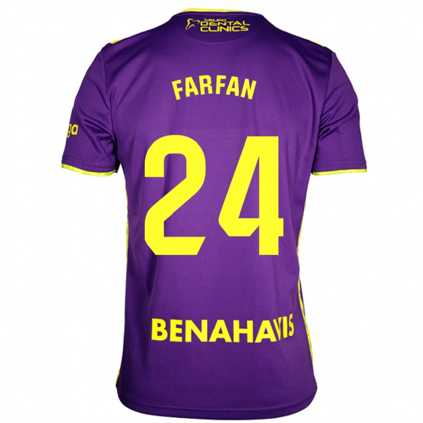 Danxen Hombre Camiseta María Farfán #24 Púrpura Amarillo 2ª Equipación 2024/25 La Camisa