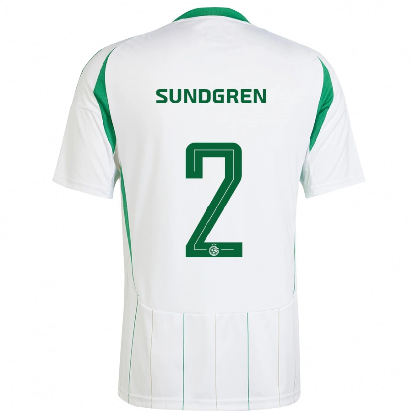 Danxen Hombre Camiseta Daniel Sundgren #2 Blanco Verde 2ª Equipación 2024/25 La Camisa