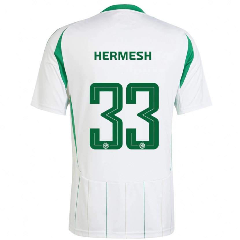 Danxen Hombre Camiseta Liam Hermesh #33 Blanco Verde 2ª Equipación 2024/25 La Camisa