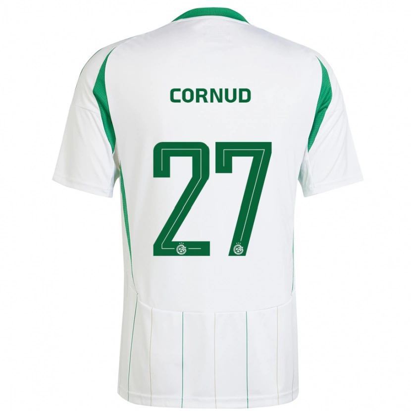 Danxen Hombre Camiseta Pierre Cornud #27 Blanco Verde 2ª Equipación 2024/25 La Camisa