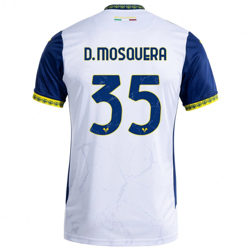 Danxen Hombre Camiseta Daniel Mosquera #35 Blanco Azul 2ª Equipación 2024/25 La Camisa