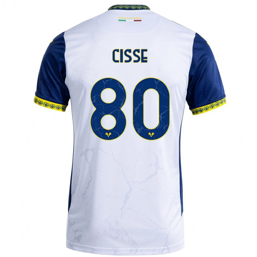 Danxen Hombre Camiseta Alphadjo Cissè #80 Blanco Azul 2ª Equipación 2024/25 La Camisa