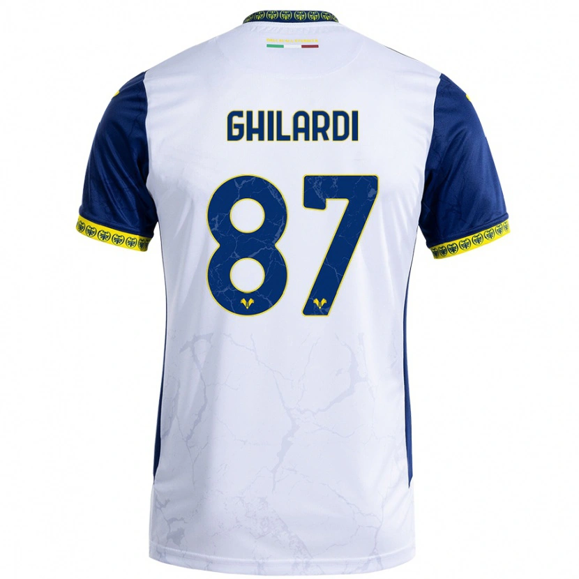 Danxen Hombre Camiseta Daniele Ghilardi #87 Blanco Azul 2ª Equipación 2024/25 La Camisa