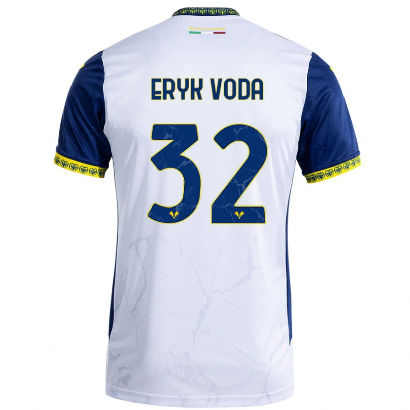 Danxen Hombre Camiseta Andrei Eryk Voda #32 Blanco Azul 2ª Equipación 2024/25 La Camisa