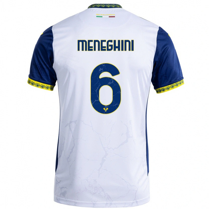 Danxen Hombre Camiseta Sofia Meneghini #6 Blanco Azul 2ª Equipación 2024/25 La Camisa