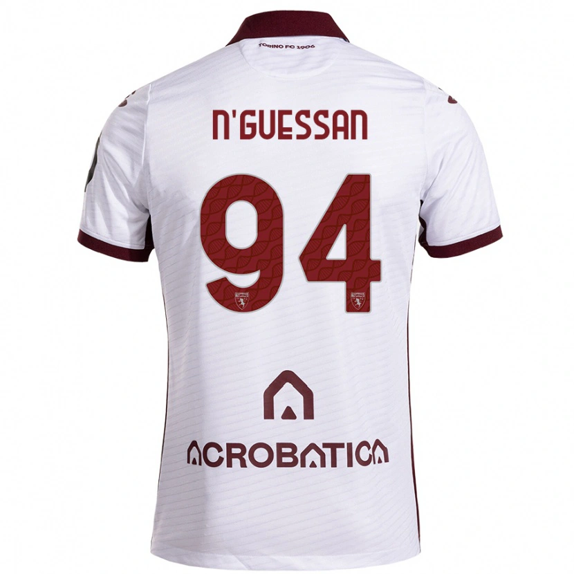 Danxen Hombre Camiseta Ange Caumenan N'guessan #94 Blanco Granate 2ª Equipación 2024/25 La Camisa