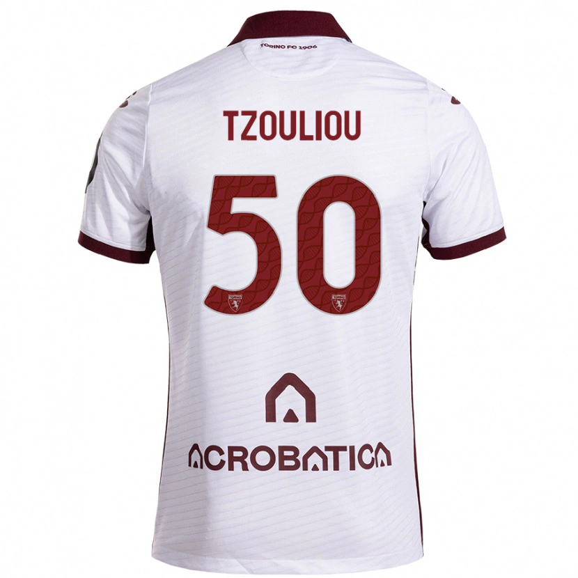 Danxen Hombre Camiseta Dimitrianos Tzouliou #50 Blanco Granate 2ª Equipación 2024/25 La Camisa