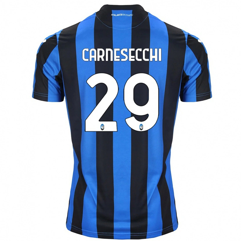 Danxen Mujer Camiseta Marco Carnesecchi #29 Azul Negro 1ª Equipación 2024/25 La Camisa