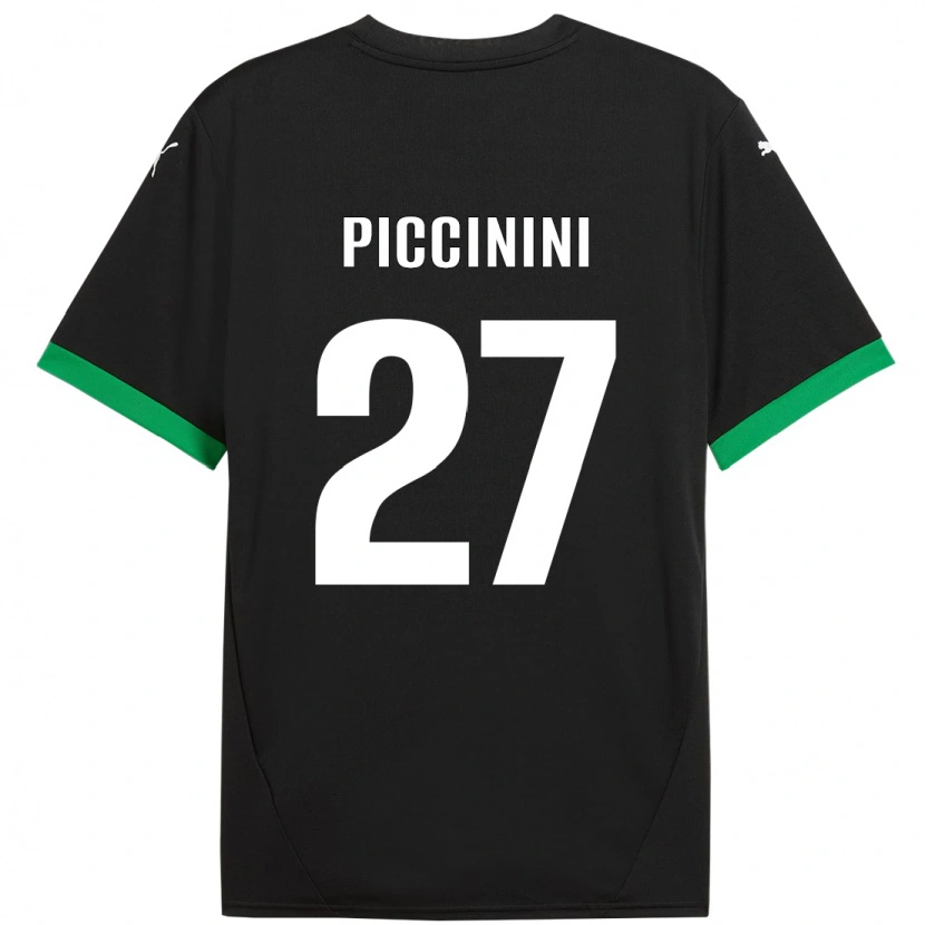 Danxen Mujer Camiseta Stefano Piccinini #27 Negro Verde Oscuro 1ª Equipación 2024/25 La Camisa