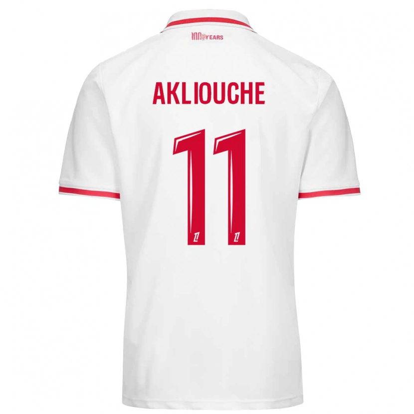Danxen Mujer Camiseta Maghnes Akliouche #11 Blanco Rojo 1ª Equipación 2024/25 La Camisa