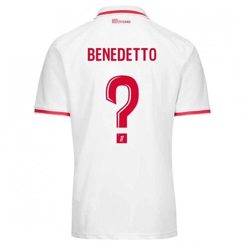 Danxen Mujer Camiseta Antéo Benedetto #0 Blanco Rojo 1ª Equipación 2024/25 La Camisa