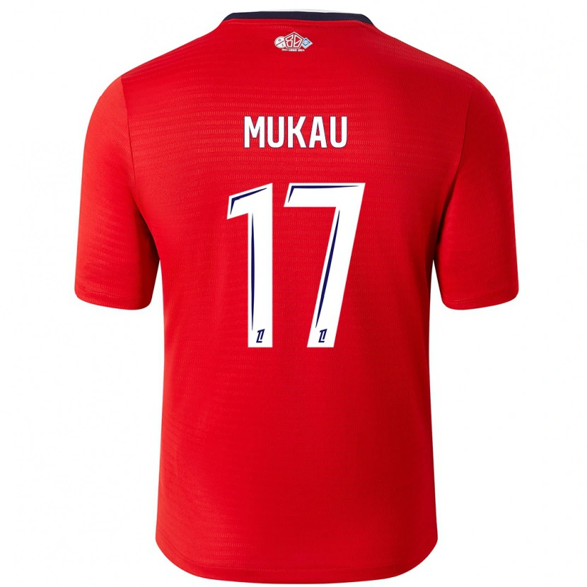Danxen Mujer Camiseta Ngal'ayel Mukau #17 Rojo Blanco 1ª Equipación 2024/25 La Camisa