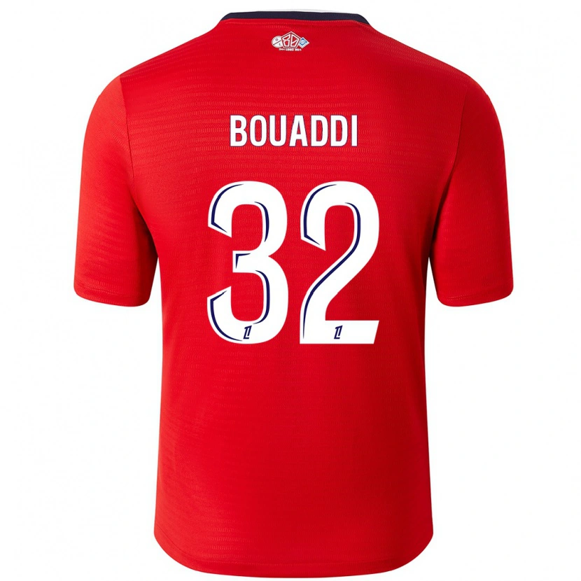 Danxen Mujer Camiseta Ayyoub Bouaddi #32 Rojo Blanco 1ª Equipación 2024/25 La Camisa