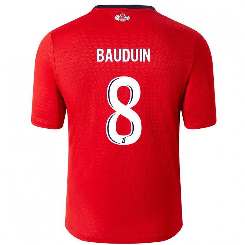 Danxen Mujer Camiseta Justine Bauduin #8 Rojo Blanco 1ª Equipación 2024/25 La Camisa