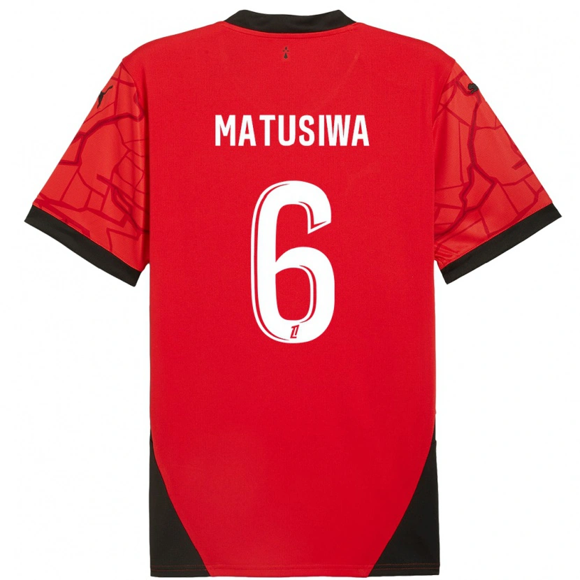 Danxen Mujer Camiseta Azor Matusiwa #6 Rojo Negro 1ª Equipación 2024/25 La Camisa