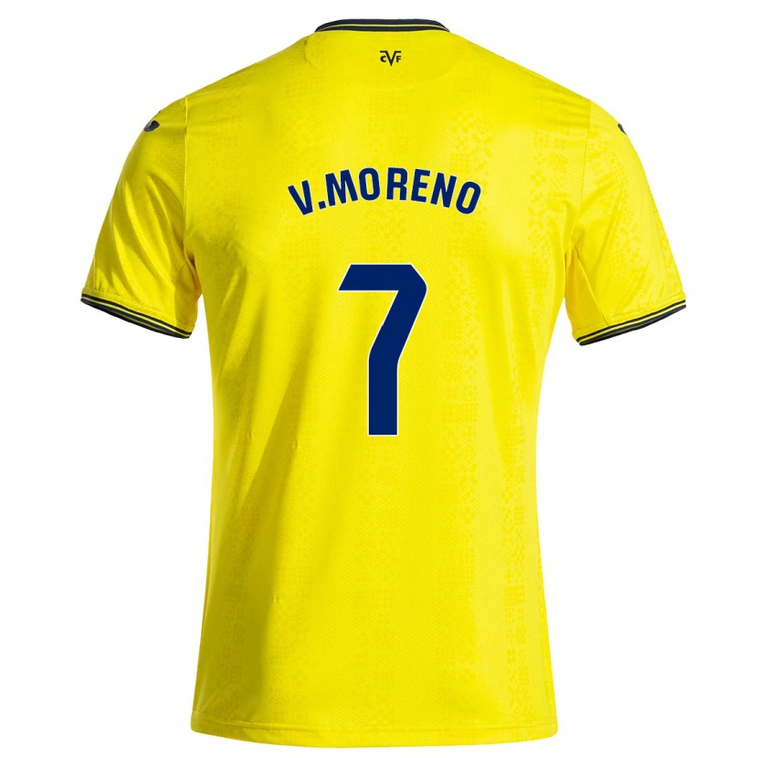 Danxen Mujer Camiseta Víctor Moreno #7 Amarillo Negro 1ª Equipación 2024/25 La Camisa
