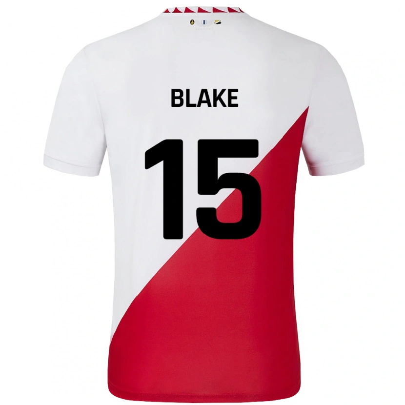 Danxen Mujer Camiseta Adrian Blake #15 Blanco Rojo 1ª Equipación 2024/25 La Camisa