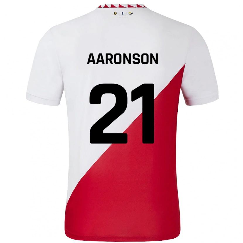 Danxen Mujer Camiseta Paxten Aaronson #21 Blanco Rojo 1ª Equipación 2024/25 La Camisa