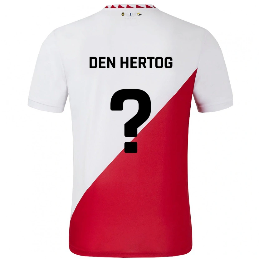 Danxen Mujer Camiseta Mees Den Hertog #0 Blanco Rojo 1ª Equipación 2024/25 La Camisa