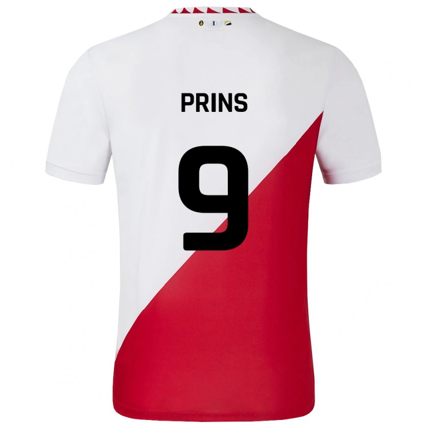 Danxen Mujer Camiseta Femke Prins #9 Blanco Rojo 1ª Equipación 2024/25 La Camisa