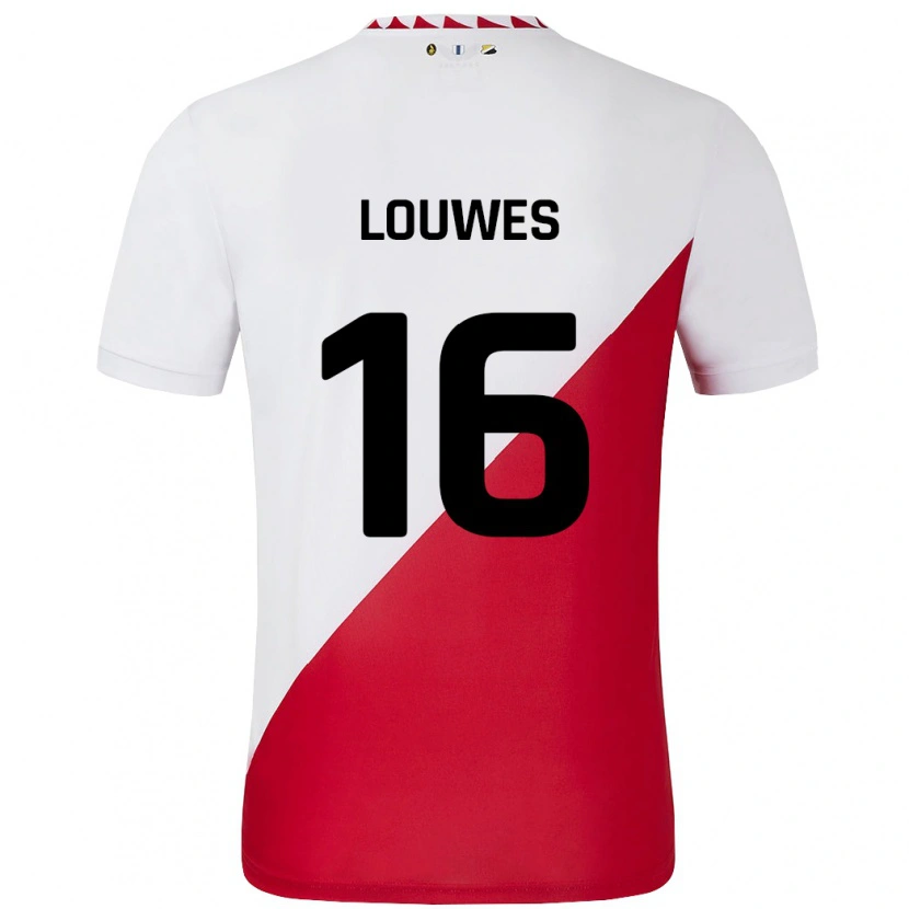 Danxen Mujer Camiseta Puck Louwes #16 Blanco Rojo 1ª Equipación 2024/25 La Camisa