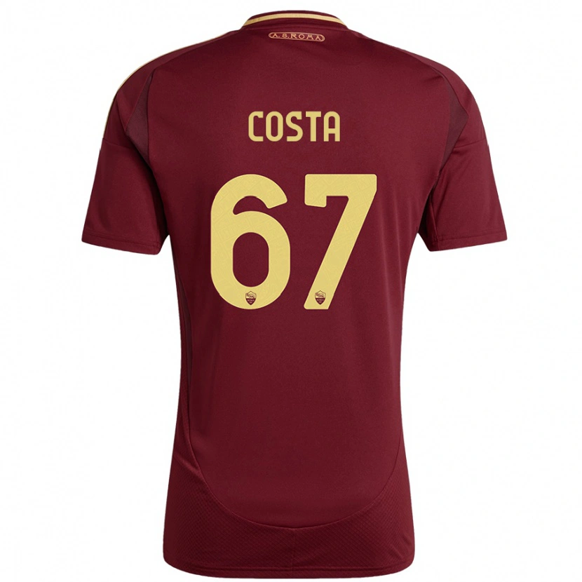 Danxen Mujer Camiseta João Costa #67 Rojo Marrón Dorado 1ª Equipación 2024/25 La Camisa