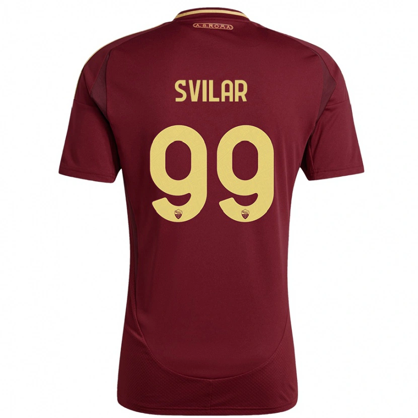 Danxen Mujer Camiseta Mile Svilar #99 Rojo Marrón Dorado 1ª Equipación 2024/25 La Camisa