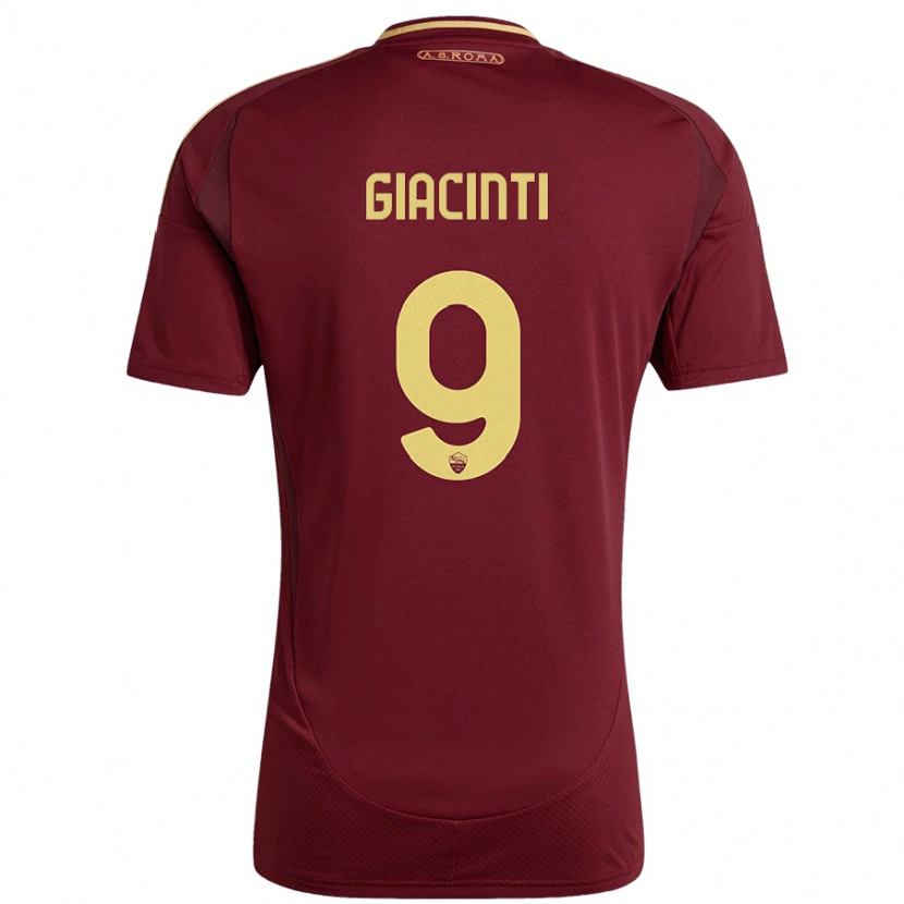 Danxen Mujer Camiseta Valentina Giacinti #9 Rojo Marrón Dorado 1ª Equipación 2024/25 La Camisa