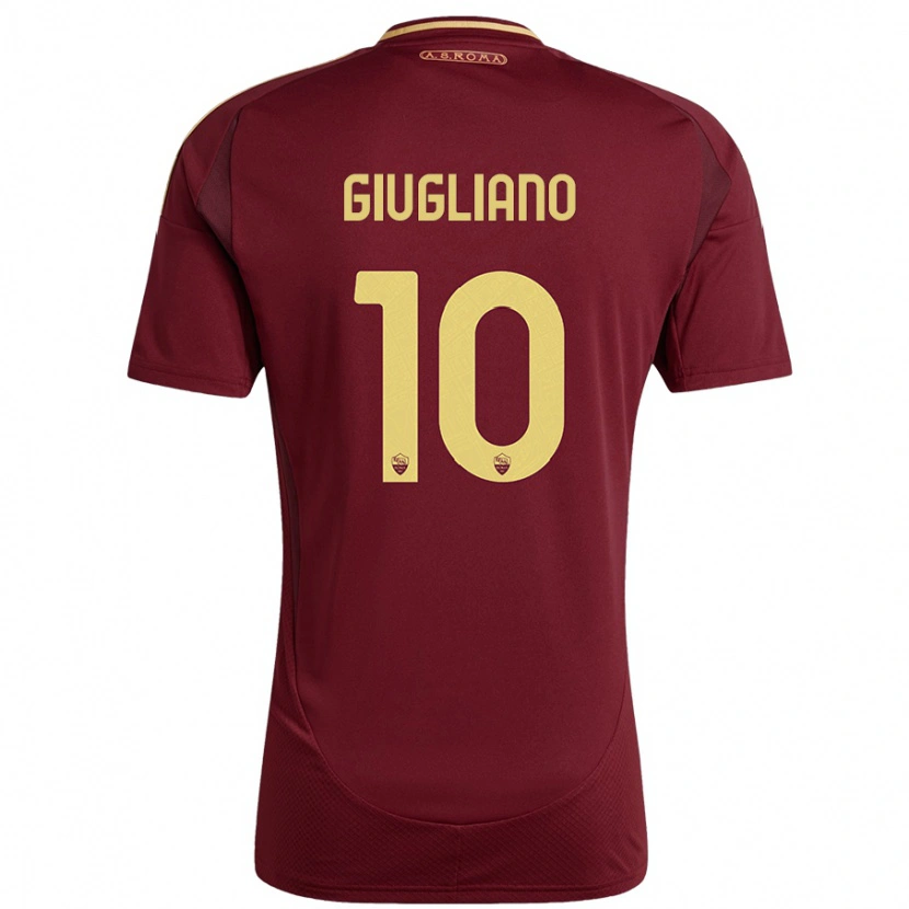 Danxen Mujer Camiseta Manuela Giugliano #10 Rojo Marrón Dorado 1ª Equipación 2024/25 La Camisa