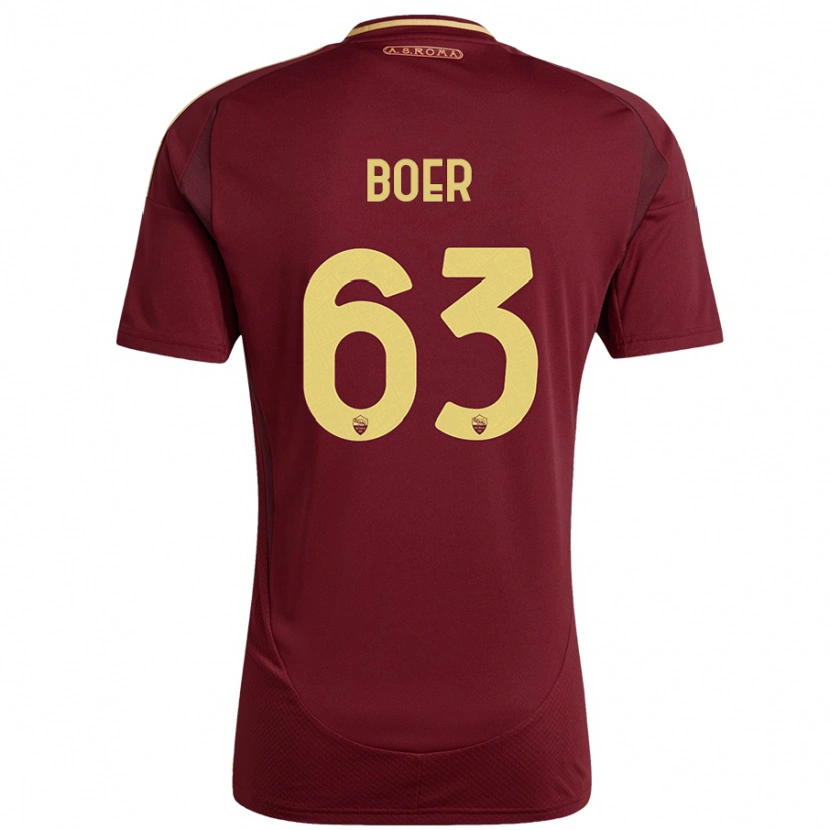 Danxen Mujer Camiseta Pietro Boer #63 Rojo Marrón Dorado 1ª Equipación 2024/25 La Camisa