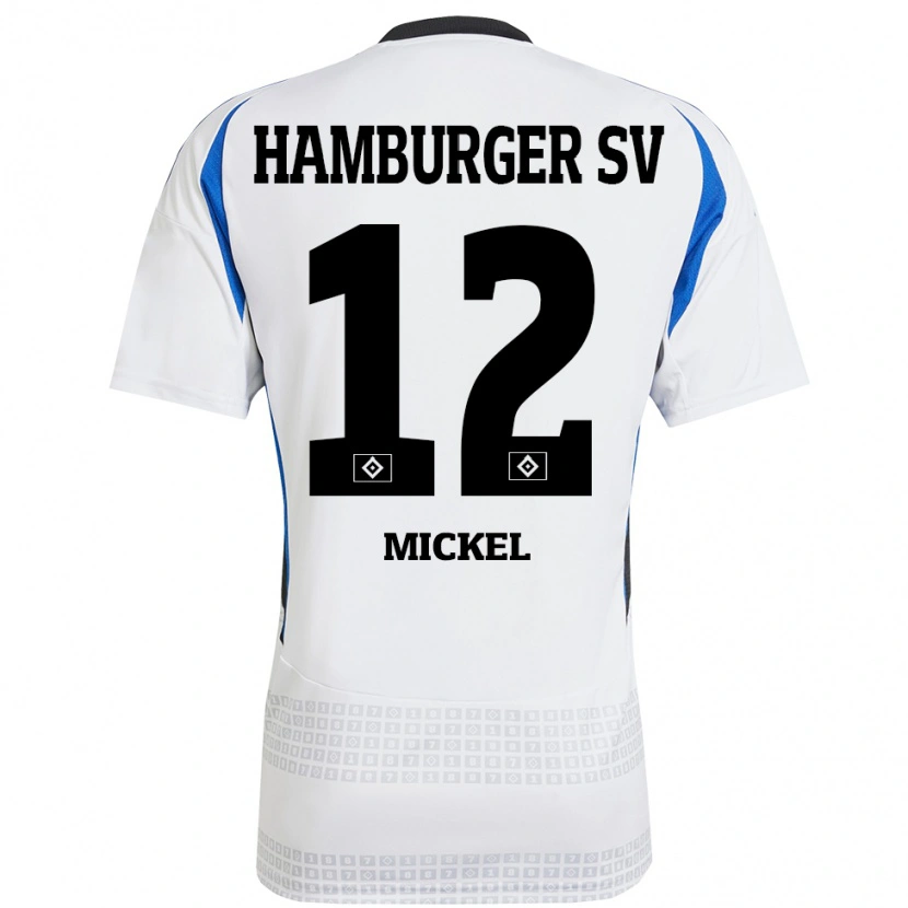 Danxen Mujer Camiseta Tom Mickel #12 Blanco Azul 1ª Equipación 2024/25 La Camisa