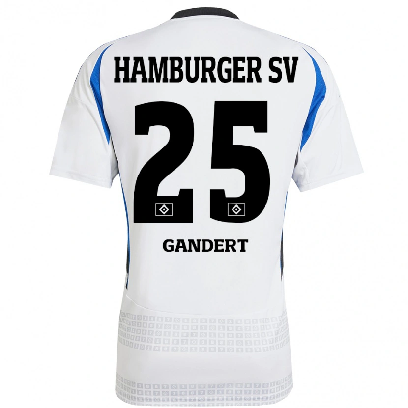 Danxen Mujer Camiseta Jeremy Gandert #25 Blanco Azul 1ª Equipación 2024/25 La Camisa