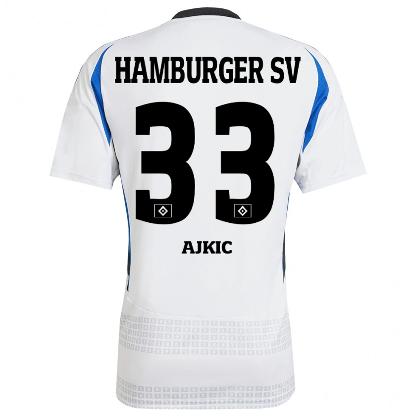 Danxen Mujer Camiseta Selim Ajkic #33 Blanco Azul 1ª Equipación 2024/25 La Camisa