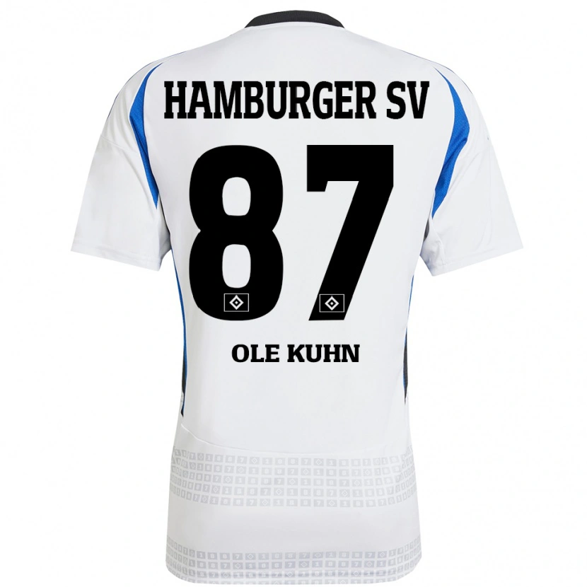 Danxen Mujer Camiseta Niklas Ole Kühn #87 Blanco Azul 1ª Equipación 2024/25 La Camisa
